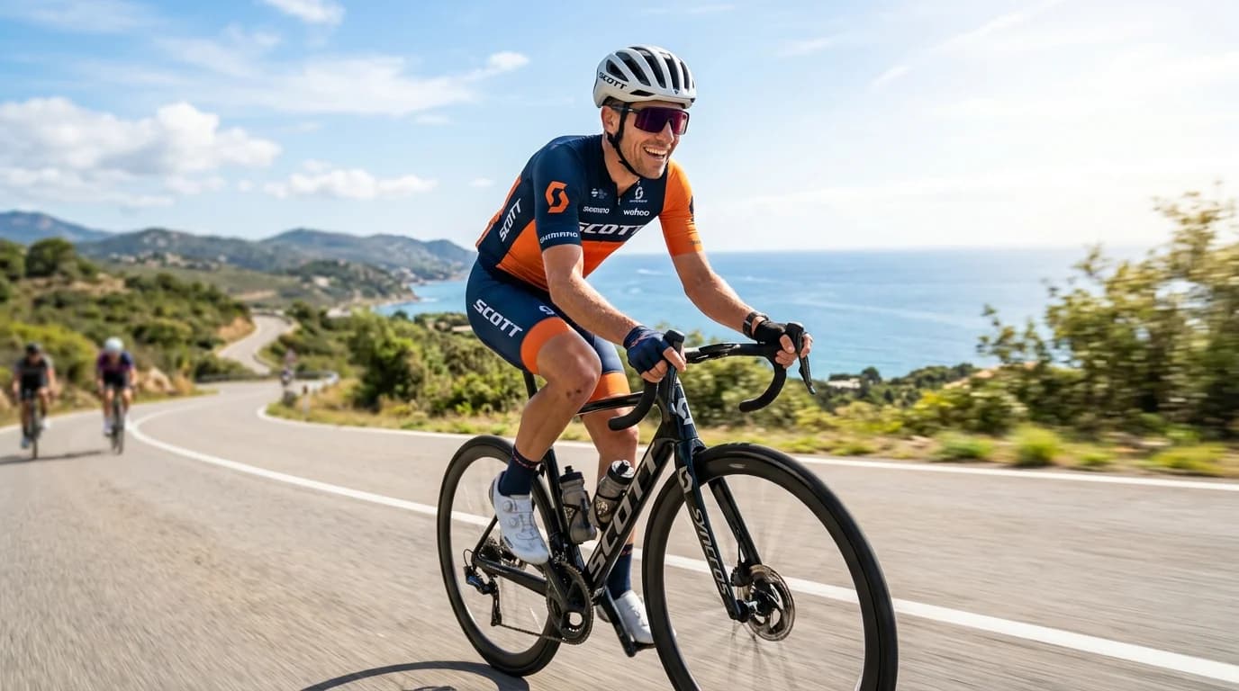 Sportif équipé de lunettes de soleil sport haute performance
